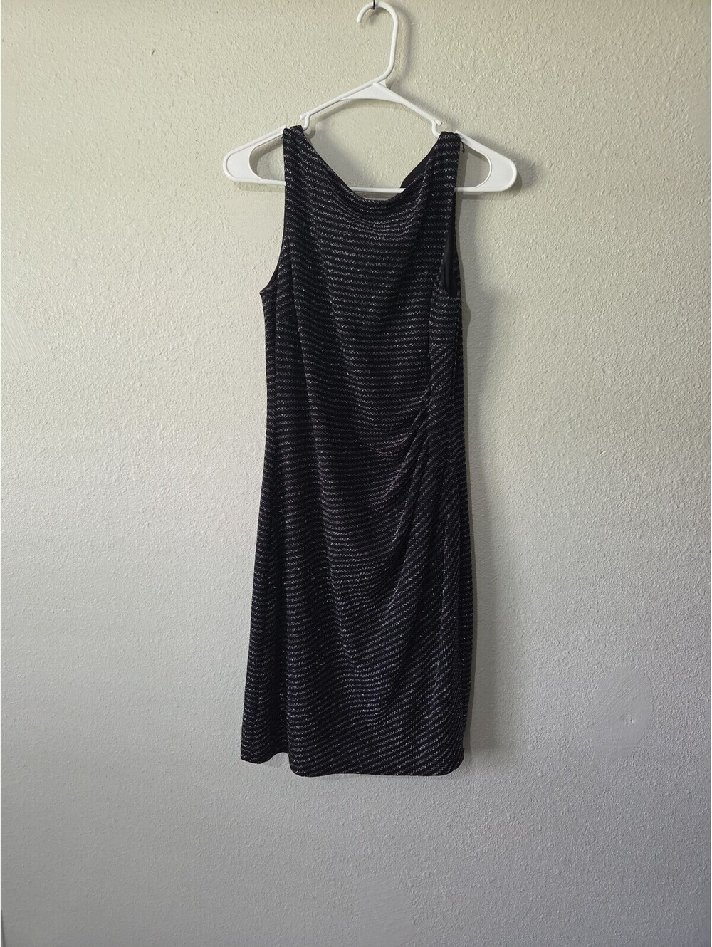 Sparkly Black Ruched Sheath Dress